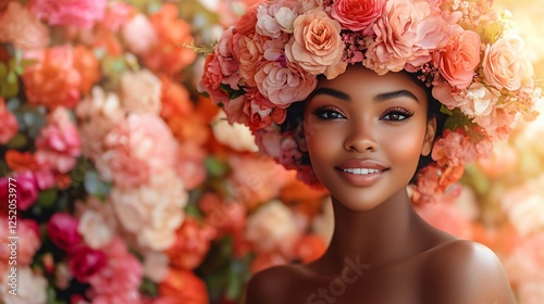 portrait of black woman wearing flower crown