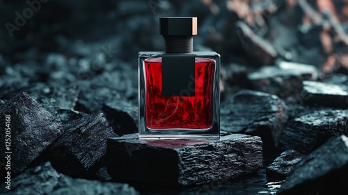 Transparent Perfume Bottle Glass Mockup with Red Liquid