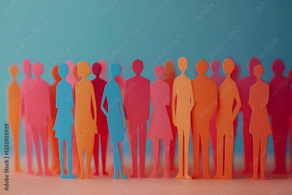 Obraz premium Colorful Paper People Standing Together4