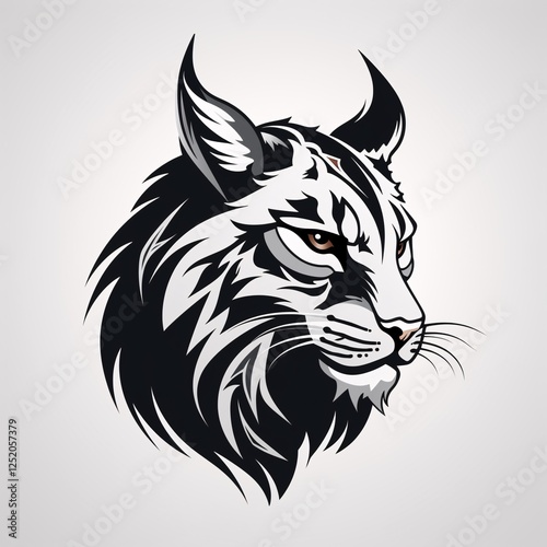 Wallpaper Mural a black and white image of a wild cat Torontodigital.ca