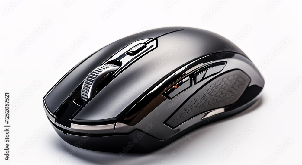 a black computer mouse with a white background a black computer mouse with a white background