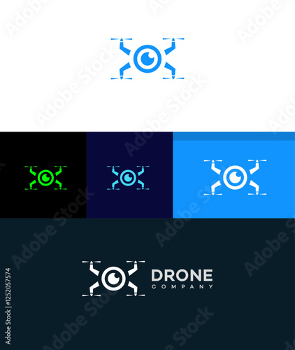 Drone Company Logo Design Surveillance, Aerial Photography, Tech Vision