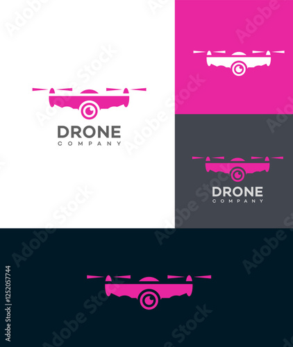 Drone Company Logo Design Pink, White, Gray, Black Variations