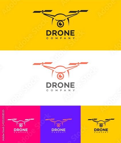 Drone Company Logo Designs Yellow, White, Pink, Purple, and Blue