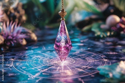 Wallpaper Mural Pendulum stone for divination and mystical rituals. Generative AI Torontodigital.ca