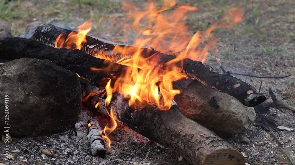 Firewood burning in Campfire (Slow Motion) Firewood burning in Campfire (Slow Motion)