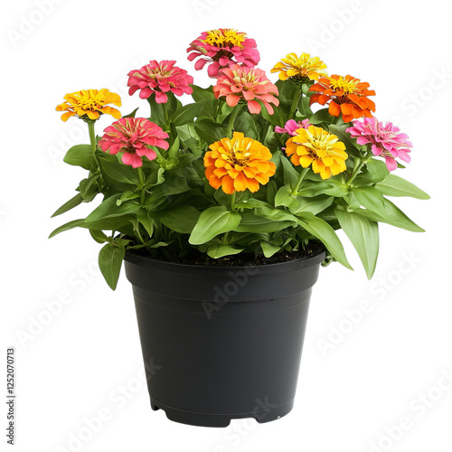 Wallpaper Mural Decorative Potted Zinnia Plant with Bright Orange Flowers Isolated on Transparent Background Torontodigital.ca