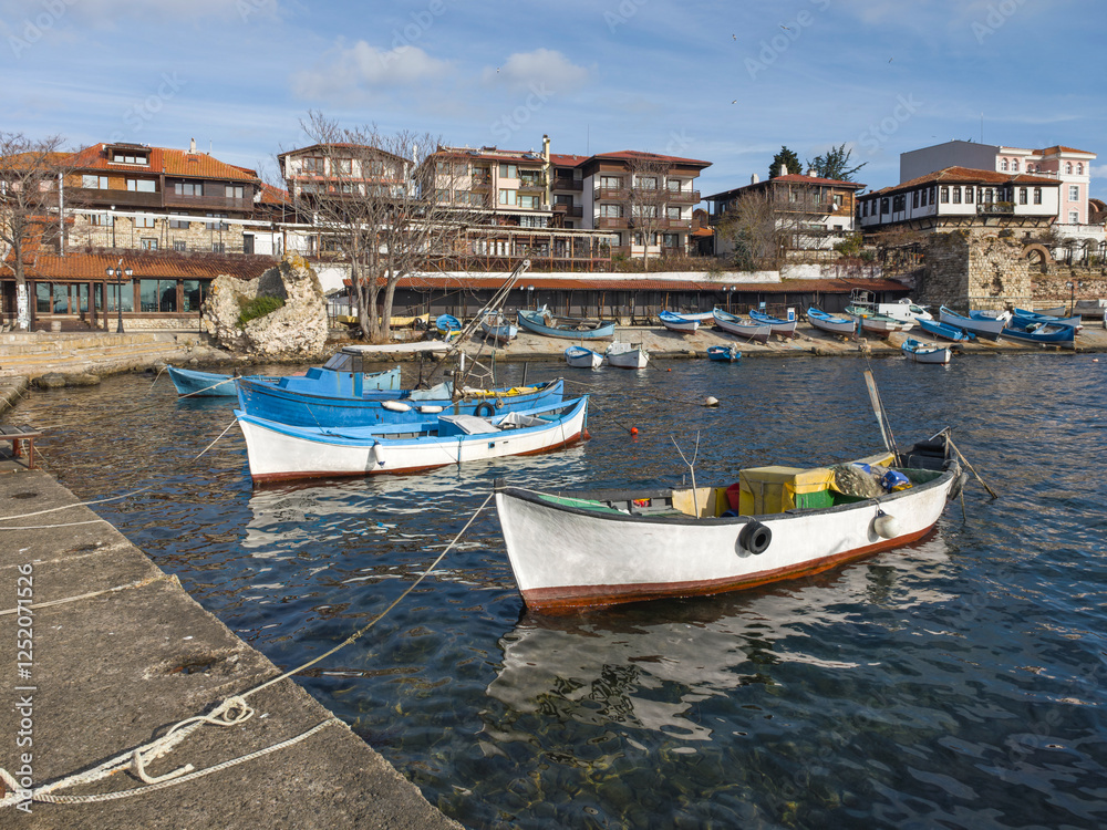 Fishing boats at the port of Nessebar, Bulgaria Fishing boats at the port of Nessebar, Bulgaria