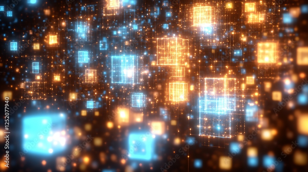 Illuminated Cubes Form a Digital Network Structure Illuminated Cubes Form a Digital Network Structure