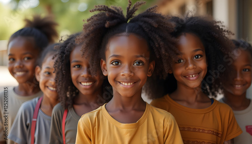 a group of young children standing next to each other