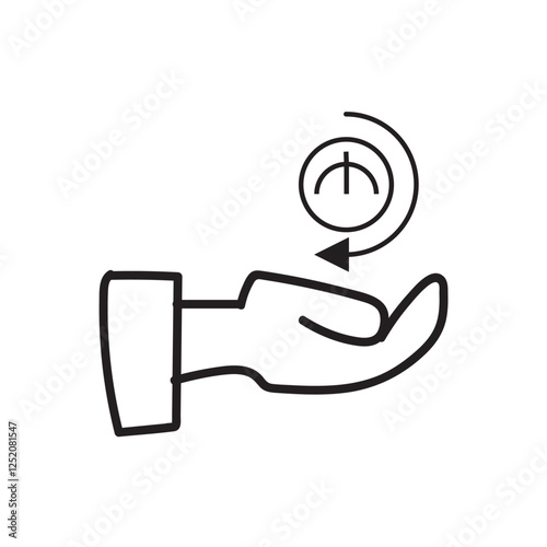 Hand and coin Azerbaijani. Cashback sign