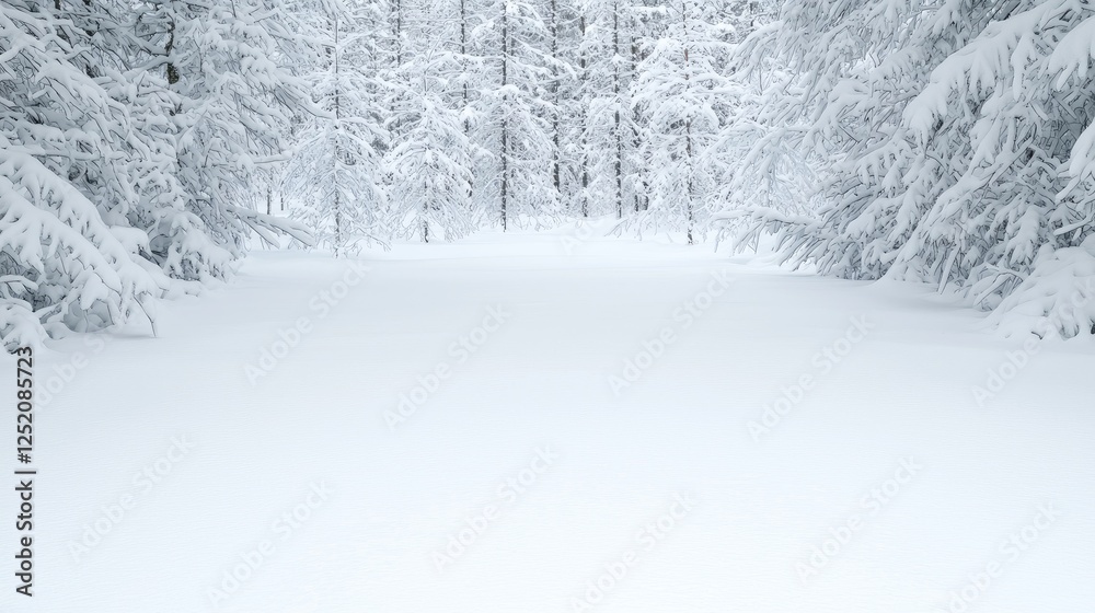 Fototapeta premium Snowy forest, winter wonderland, tranquil scene, peaceful nature, perfect for backgrounds