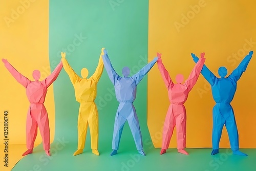 Colorful Paper People Celebrating Unity11