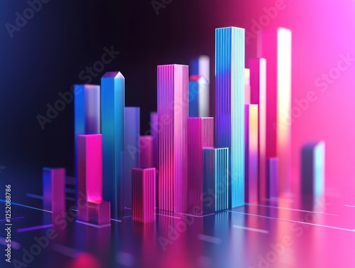 Stylized geometric bars creating a graph illustrating business trends