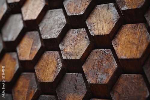 Stylized geometric hexagons creating a structured visual for growth