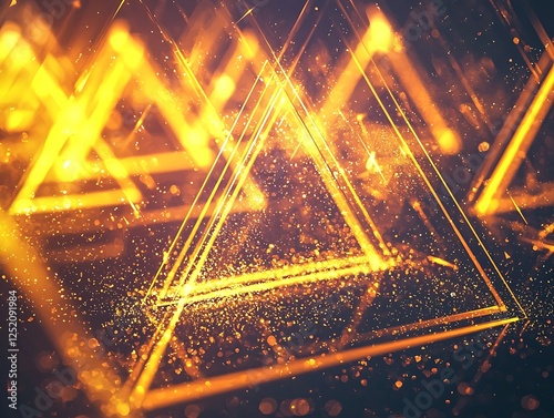 Abstract glowing triangles creating pathways for teamwork visuals