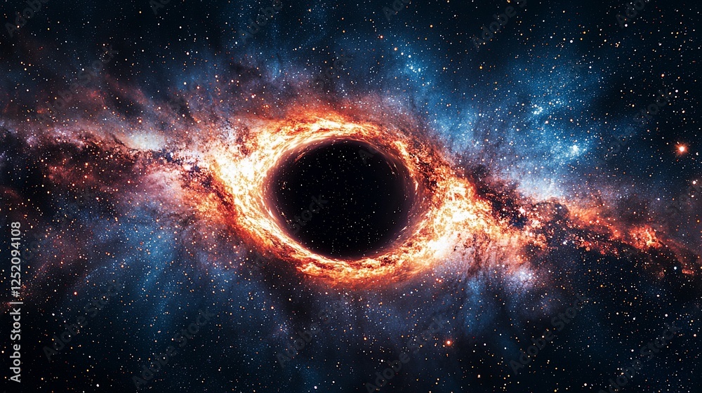 Black hole in space, cosmic vortex, stellar event, scientific illustration, possible educational use Black hole in space, cosmic vortex, stellar event, scientific illustration, possible educational use
