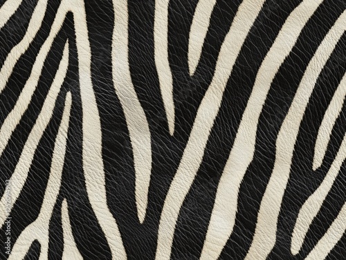 Captivating zebra patterns showcasing bold black and white stripes on leather surface photo