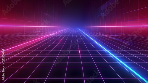 a purple and blue grid with lights