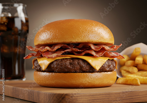X-Bacon Suculento com Queijo Cheddar e Pedaços de Bacon Crocante