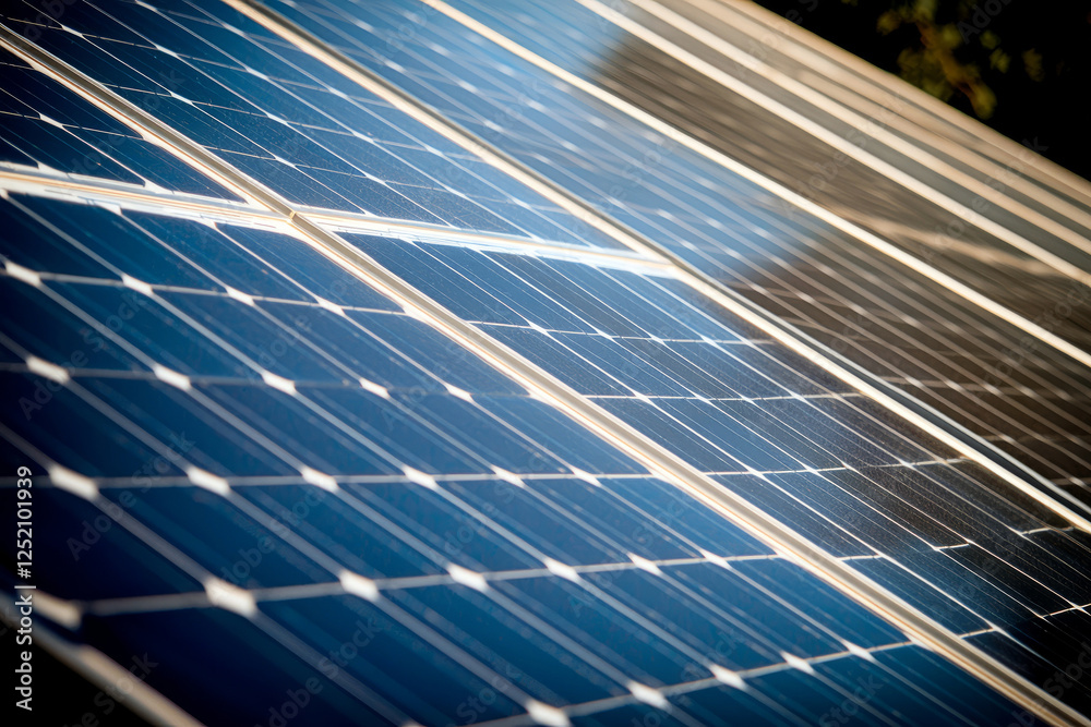 Solar panels absorbing sunlight for renewable energy generation, symbolizing sustainability, clean power, and eco-friendly technology