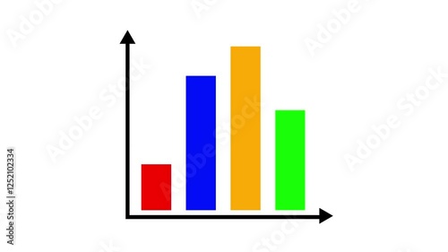 Growing Bar Chart Rising to Indicate Growth on White Background