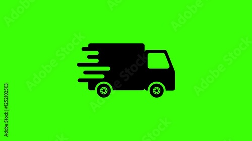 Delivery Truck, Van Transportation Icon on Green Background