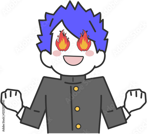 闘志に燃える男子生徒・学生