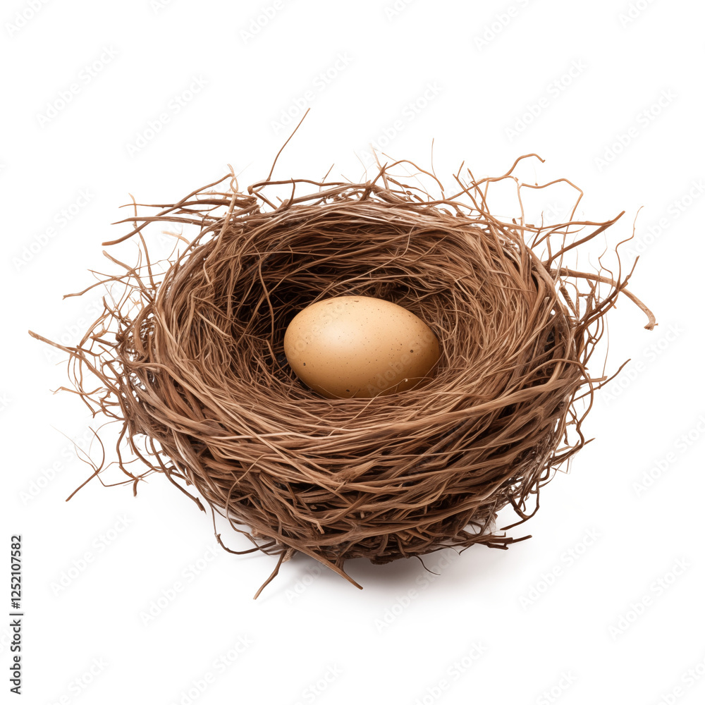 bird nest with a single egg transparent background