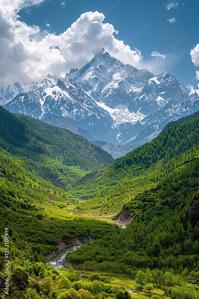 Fototapeta premium a mountain range with snow covered mountains
