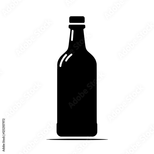 Simple Silhouette of a Wine Bottle: This minimalist silhouette of a wine bottle exudes elegance and sophistication. Perfect for branding, packaging, or adding a touch of class to any design. 