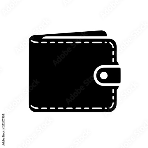 Wallet Icon: A sleek and minimalist icon of a wallet,  perfectly representing financial management, security, and the everyday essentials we carry. The simple silhouette is ideal for apps, websites.