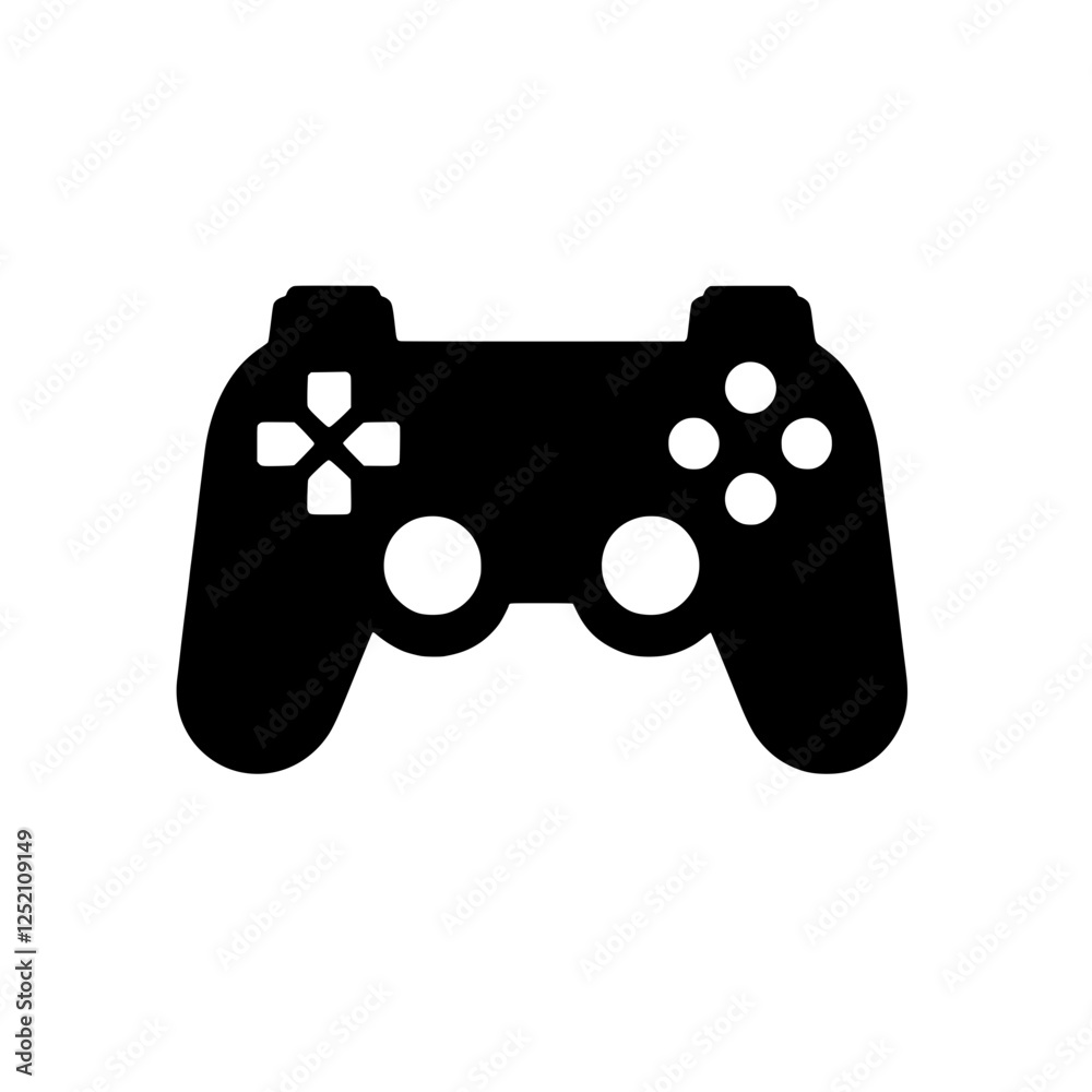 Game On: A bold and iconic black silhouette of a gaming controller, ready to take on the next challenge. This simple yet powerful image is perfect for representing gaming, entertainment. Game On: A bold and iconic black silhouette of a gaming controller, ready to take on the next challenge. This simple yet powerful image is perfect for representing gaming, entertainment.