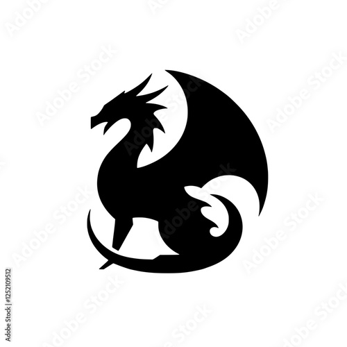 Dragon Silhouette: A stylized silhouette of a dragon with outstretched wings, forming a powerful and enigmatic image.  This minimalist design is ideal for branding, tattoo art.