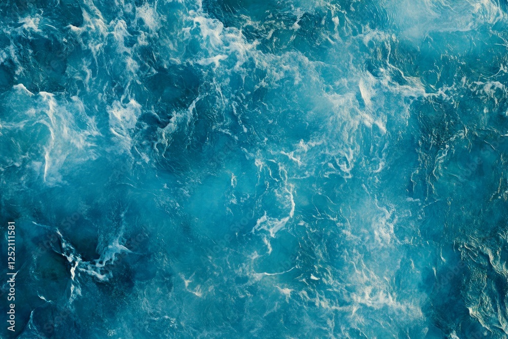 Fototapeta premium Aerial view of turbulent ocean waves. AI image