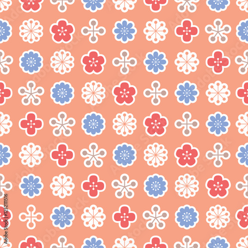 Retro floral seamless vector pattern. Flowers and asterisks illustration background.