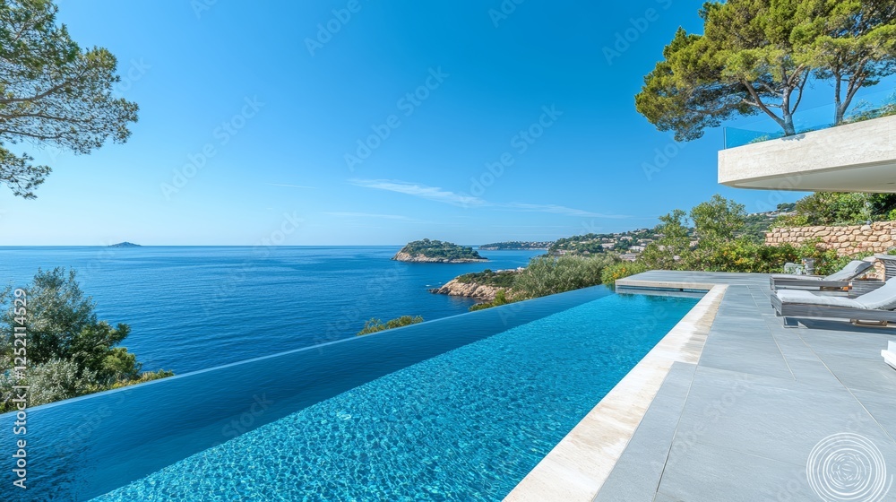 Fototapeta premium Infinity Pool Overlooking the Mediterranean Sea.