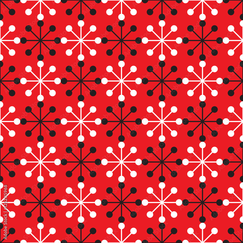 Retro asterisks vector background pattern. Seamless illustration of red and white vintage symbols.