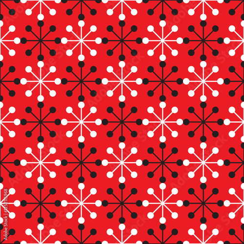 Retro asterisks vector background pattern. Seamless illustration of red and white vintage symbols.