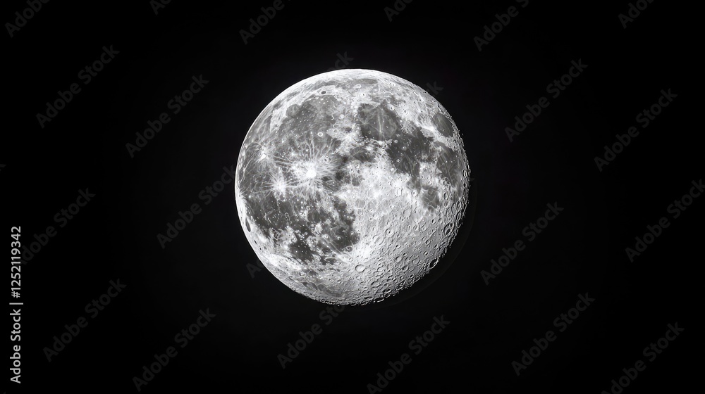 Fototapeta premium Full moon, night sky, astronomical view, space exploration