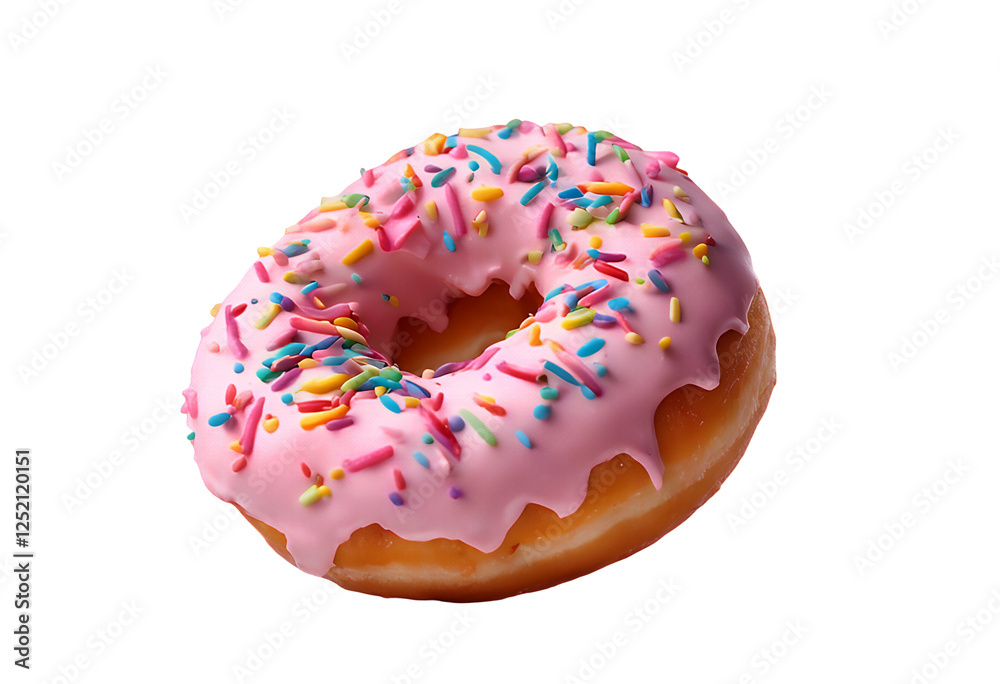 bakery include colourful background clipping calorie coated breakfast isolated baked donut confectionery sprinkles pink colorful white cake frosted bite circle colours delicious path missing dessert