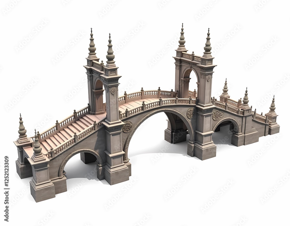 Obraz premium typical european bridge architectural design isolated on white background. Generate AI