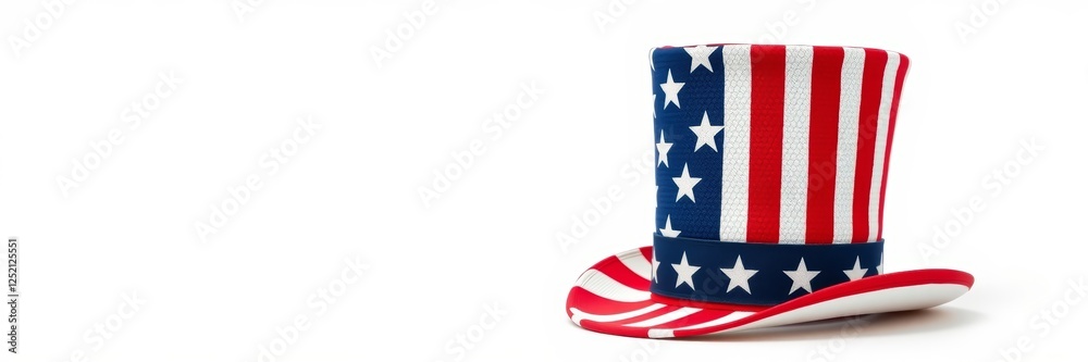 Obraz premium Patriotic top hat with a festive mood representing freedom against a white background