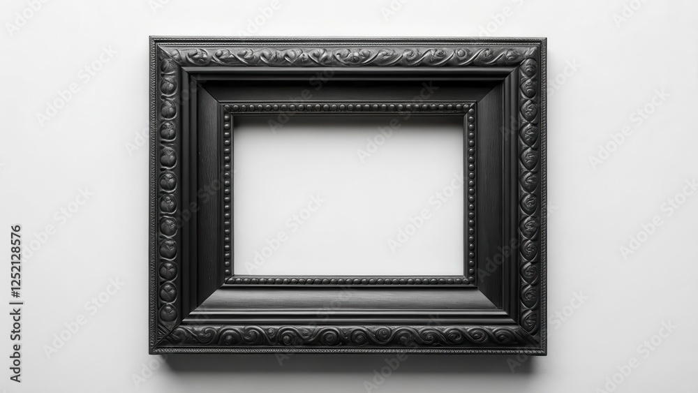 Fototapeta premium Minimalist Modern Black Wooden Picture Frame with Ornate Details , decorative, picture, decorative, picture, black