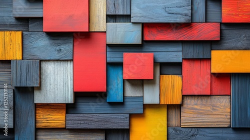 Fototapeta Naklejka Na Ścianę i Meble -  Colorful wood blocks abstract background, design, and texture. Possible use graphic design, poster, social media content