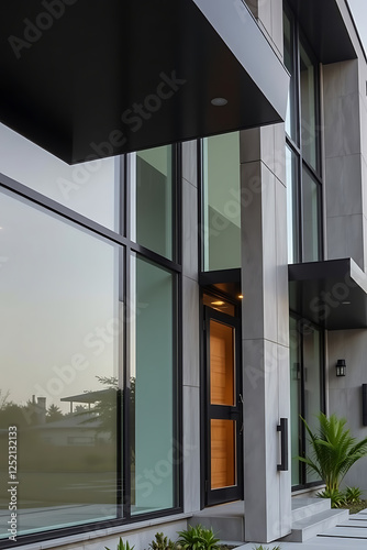 Modern Architectural Design: Sleek Glass and Stone Exterior of a Luxury Home