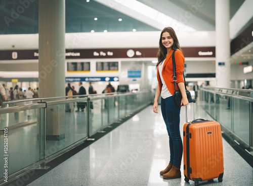young woman walking with su...