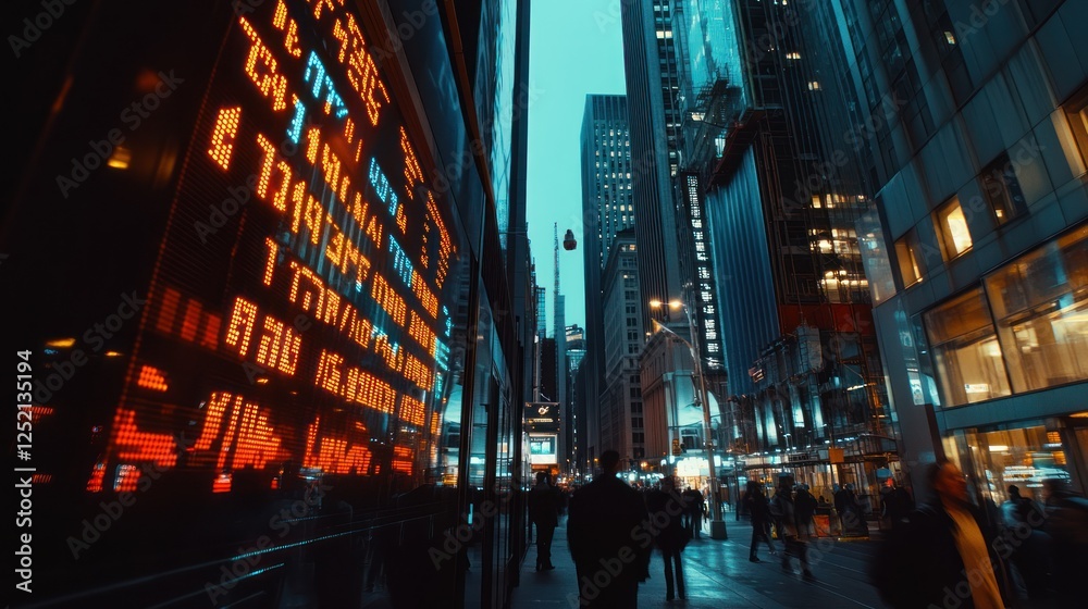 Obraz premium NYC Stock Exchange at Night: A City of Lights and Finance