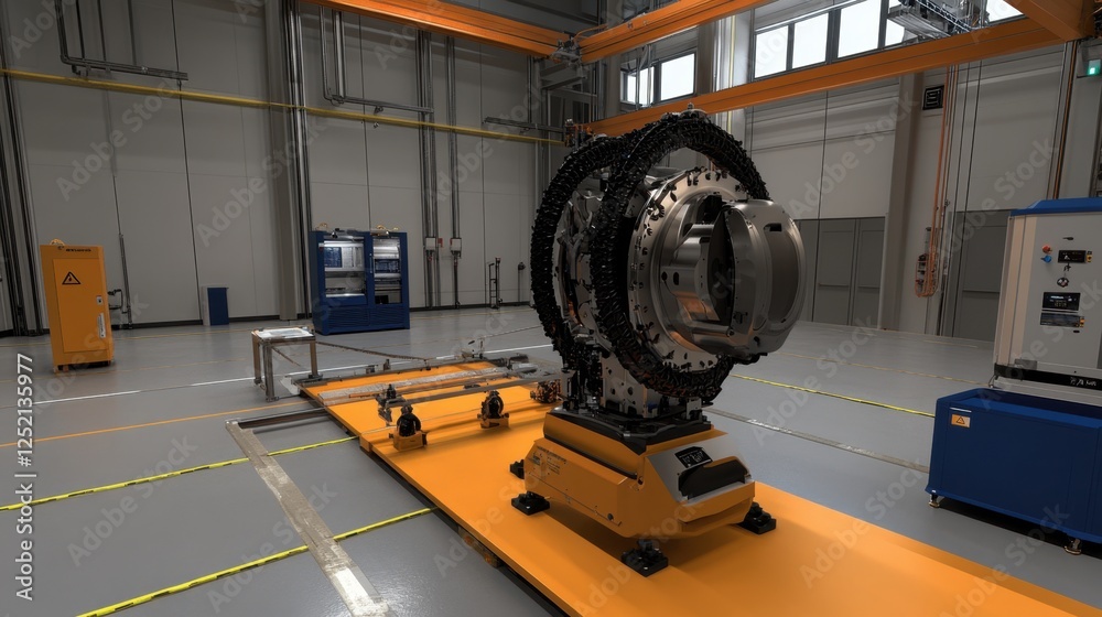 Obraz premium A hybrid manufacturing setup combining CNC milling and D printing in an advanced factory.