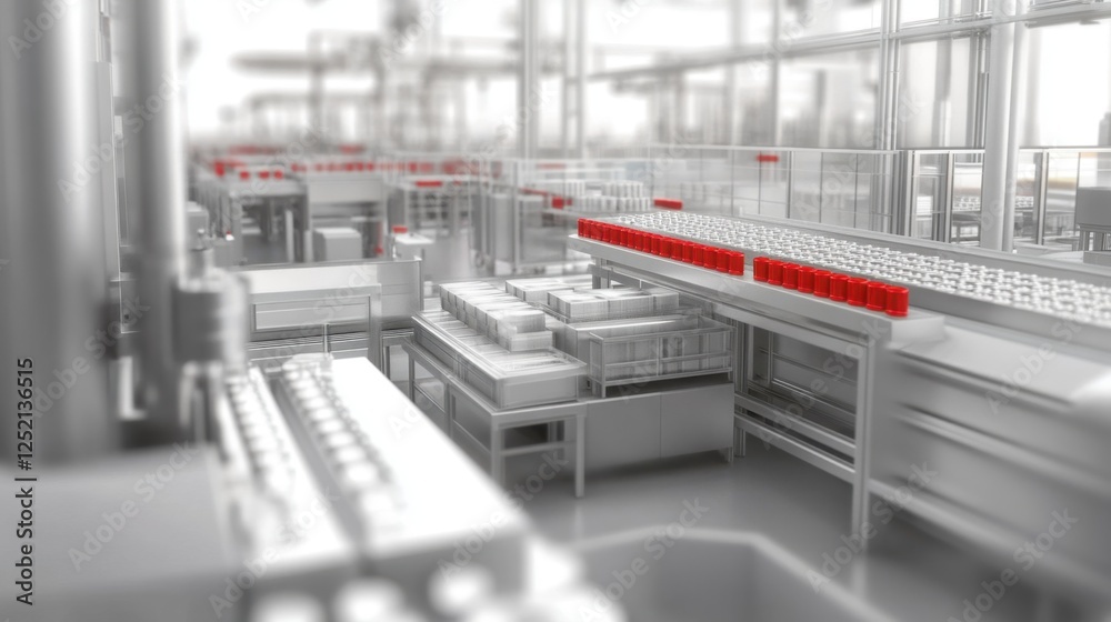 Fototapeta premium A lean production facility minimizing waste with automated efficiency.